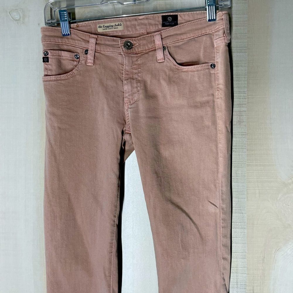 AG Adriano Goldschmied the legging ankle pink tan jeans, size 26